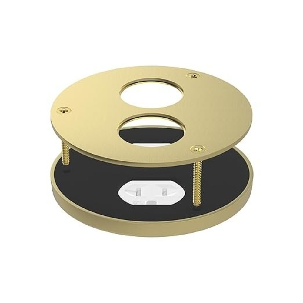 Enerlites Brass 4" Flush Round Floor Cover Plate 20A TWR Receptacle 975501-C